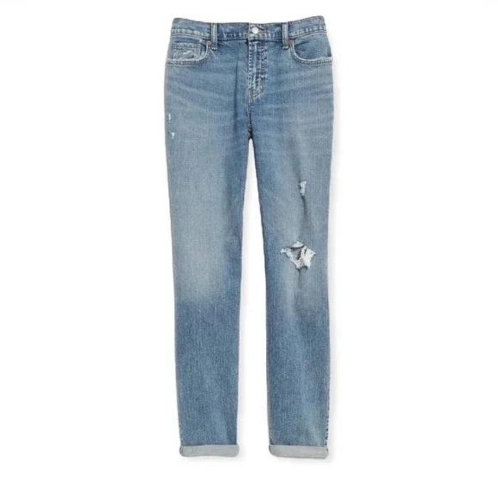 Old Navy Mid-Rise Boyfriend Straight Ripped Jeans for Women - Picture 6 of 8